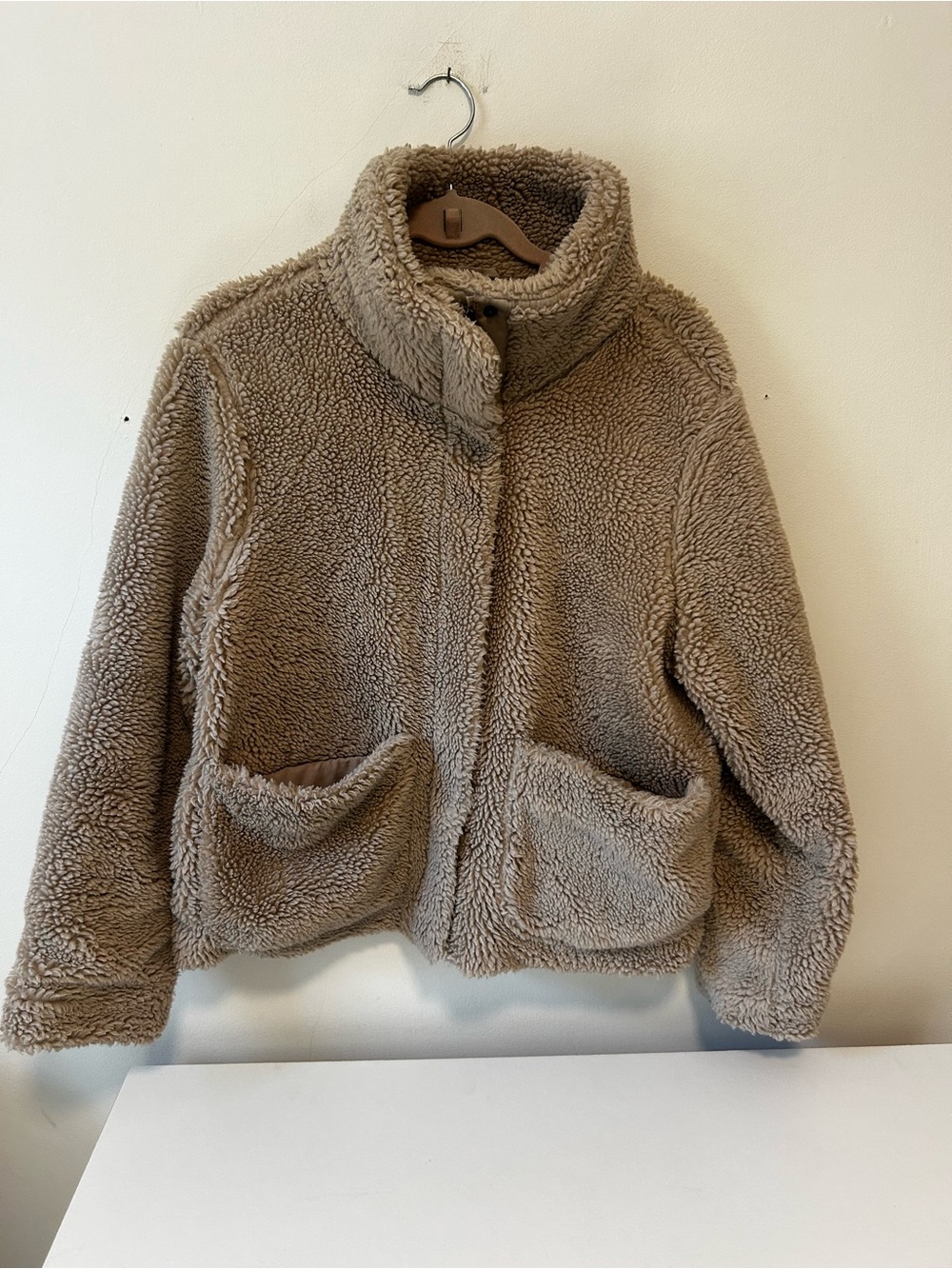 Old Navy Taupe Sherpa Jacket with Front Pockets